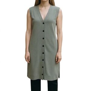 Wool City Sleeveless Button-Down Duster Grey